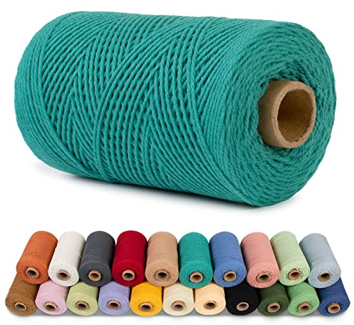 LEREATI Corda Macrame 1mm x 200m Filo Macrame Cordoncino Cotone Spago Colorato, Macramè Filo Cordino per Borse Uncinetto, Arazzo da Parete, Decorazioni, Fai da Te Artigianale (Ciano)