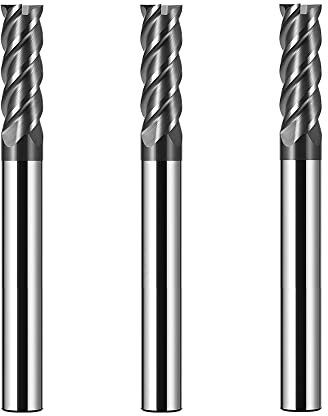 CREEYA 3 Stücke Hartmetall Schaftfräser 6mm, 4 Zähne/4 Schneiden CNC Fräser, HRC 55, AlTiN Schwarz Beschichtung, VHM Fräser CNC 6mm Für Stahl Metall Holz Acryl Kunststoff(6mm)