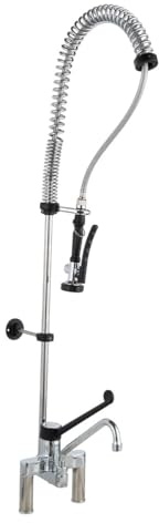 GastroHero Zweiloch Geschirrwaschbrause, Messing 2GWBT/E_PROFI | Mischbatterie, Kalt- und Warmwasseranschluss, Tischmontage, Brause mit Handgriff, Lochbohrung Ø 22-27 mm, Made in Europe