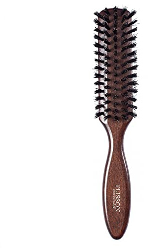 Plisson - Brosse à Cheveux pour Hommes - Brosse Plate Traditionnelle, Bois Naturel, 100% Pur Poils de Sanglier - Fabrication Française