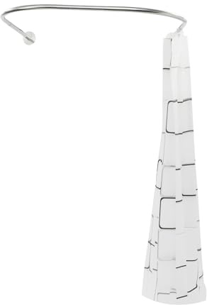 Asta per tenda da doccia a forma di U, senza foratura, in acciaio inox, con tenda da doccia, per bagno, WC, finestra, balcone