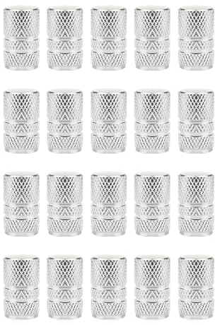 SENZEAL 20 Pièces Bouchon Valve Pneu Voiture en Aluminium Universel Style Rond Capuchon de Valve Auto Bouchons de Tige de Valve de Pneu pour Voiture Camion Moto Vélo (Argent)