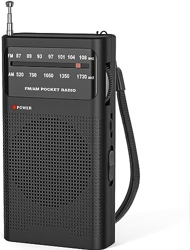 Tendak Taschenradio Batteriebetriebenes FM AM Radio Klein mit Großartiger Empfang, Lautem Lautsprecher, Kopfhöreranschluss, Kleines Radio mit AA-Batterie Betrieben - Schwarz