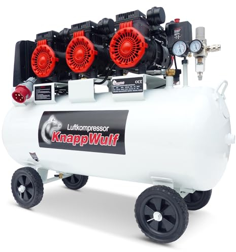 KnappWulf Flüster KW4200 - Compresor de presión de aire con caldera de 100 L, 3 motores de 1100 W, 10 bar, 660 l/min, 400 V