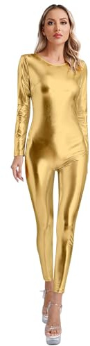 Freebily Body da Ginnastica Danza Donna Lucido Tuta Intera da Ginnastica Artistica Body Intero da Danza Classica Moderna Effetto Bagnato Costume Carnevale Feste Clubwear