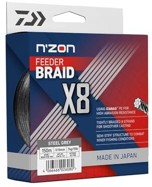 Daiwa N'Zon X8 Braid, Stahlgrau, Geflochtene Angelschnur
