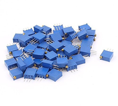 EKFBQBGW Zubehör für Widerstände 50 Stücke 3296W-102 Steuerung elektrische 1K Ohm Widerstand Trim Pot Potentiometer Trimmer Blau