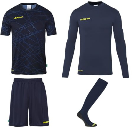 uhlsport Prediction Torwart set blandad tröja, Marinblå/fluorescerande gul, XL