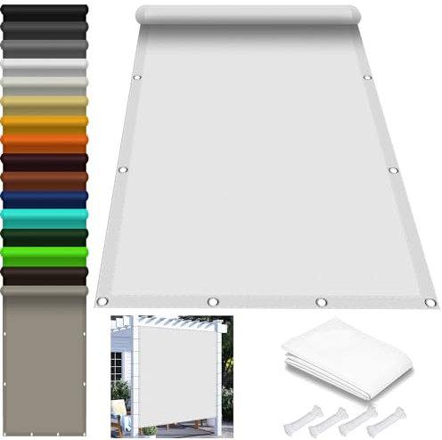 Vela Ombreggiante 3.8 x 4.5 m, Rettangolare Impermeabile Tenda a Vela Ombreggiante Telo con Occhielli, 185Ggsm Oxford, per Giardino Terrazzo e Campeggio, Bianco