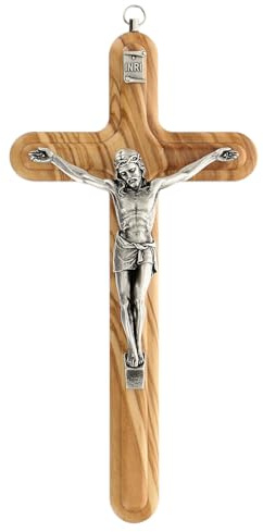 Holyart Crocefisso stondata Legno ulivo Corpo Metallo 25 cm