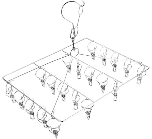 ANDRESLAD Kleiderbügel Mit Clips Aus Edelstahl Winddichter Sockenhänger Für Unterwäsche Handtücher Und Kleine Kleidung Clips Mit Rundring Praktischer Wäscheständer Für Zuhause