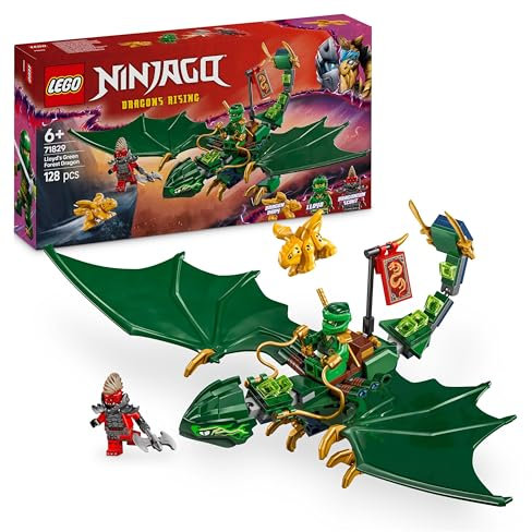 LEGO NINJAGO Lloyds grüner Walddrache - Spielzeug Drache mit 2 Minifiguren - Drachenfigur mit beweglichem Schwanz, Hals, Beine & Flügel - Geschenkidee für Jungen und Mädchen ab 6 Jahren 71829