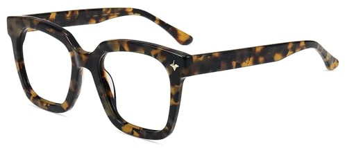 Firmoo Übergroße Blaulichtfilter Brille Damen Herren Quadratische Rahmen | Acetat Gegen Kopfschmerzen Entspiegelt Anti-Glanz Vollrandbrille für PC/Handy/Fernseher,Bildschirme