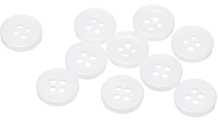 QUARKZMAN 10 Stück Harz Knöpfe Weiß Nähknöpfe 11,5mm Runde Bastelknöpfe Buttons zum Annähen Flach 4-Loch Ersatzknöpfe für Nähen Hemd Kleidung Blusen DIY Handwerk Scrapbooking Dekorieren