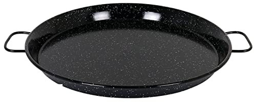 AC - Paellera Valenciana esmaltada - Fabricado en España - Apta para Gas, vitrocerámica, Cocina eléctrica y lavavajillas (Negro, Ø 55 cm)