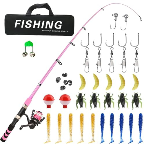 Kit de pêche pour enfants, canne à pêche pour débutant, petit kit de pêche pour la première année, kit de pêche portable pour débutant, canne à pêche pour enfants, canne à pêche pour enfants, kit