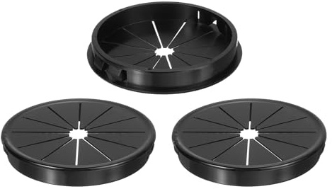 QUARKZMAN 3pz Passacavo per Scrivania Nero, Passacavo a Scatto con Otturatore per Fori con Montaggio da 2.95(75mm), Passacavo Rotondo in Nylon a Scatto per Gestione Cavi e Fili