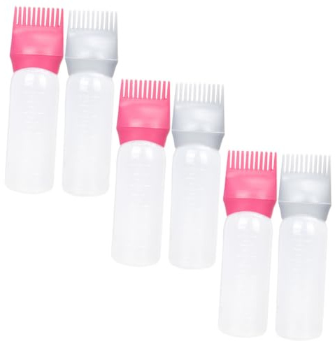 Botella Aplicadora de Raíz para Tinte del Cabello, 6 Piezas Pp | Forma de Peine, Lavable y Reutilizable, para Escuelas de Cosmética y Barberías