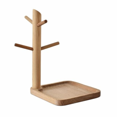 Didiseaon Wooden Key Tray and Jewelry Stand, Tree-Shaped Entryway Organizer for Keys, Necklaces, Earrings and Rings, Tabletop Holder for Bedroom, Closet or Desk