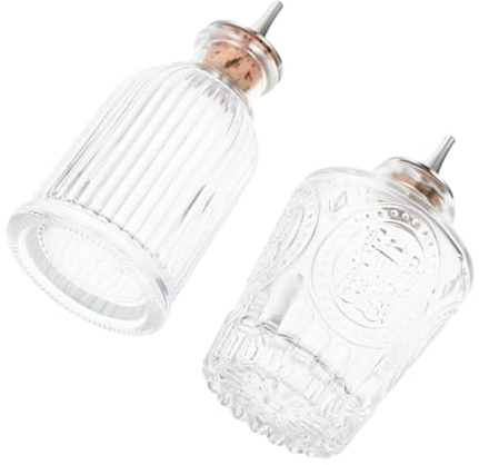 WEKADRIN 2 pezzi Bottiglie Vintage in Vetro Inciso per Bitter e Assenzio Contenitori Decorativi per Liquori e Cocktail Adatte per Bar Casa e Ristorante
