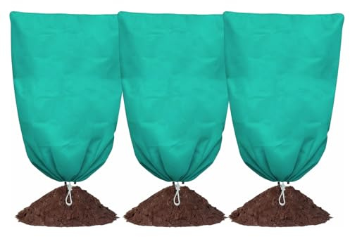 BESTORI Cappuccio Protezione Piante 3 Pezzi Copertura per svernamento in Tessuto Non Tessuto Riutilizzabile per Telo di Protezione Antigelo per Inverno, Verde, 60 x 80 cm