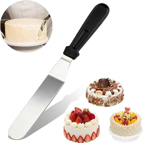 COYUN 8 pulgadas Espátula para repostería en ángulo, espátula de paleta de acero inoxidable, decorativa para glaseado de tartas, magdalenas y pasteles para el hogar, panadería, cocina