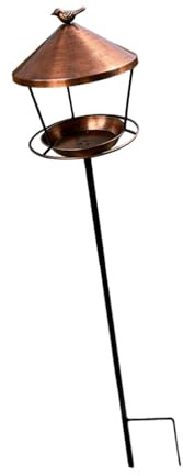 Fenteer Vogelfutterstation mit Ständer, Vogelbadewanne, dekorativem Bodenstecker, Design-Vogelfutterstation für Garten, Terrasse und Balkon, Bronze