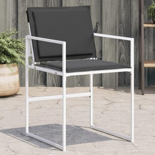 Mimdixy Sessel Terrassenstühle Camping Stuhl Gartenstuhl,Gartenstühle mit Kissen 4 STK. Weiß Stahl und Textilene,Für Terrasse,Balkon Und Garten,Kann Schnell Installiert Werden,Einfach Zu Warten