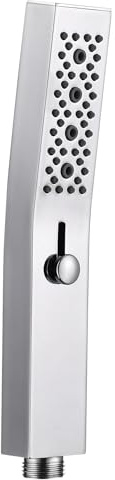 Hardivalue Square All-Metal 3-Mode Handheld Shower Head | Massage, spray and mixed modes, one-hand push switch, easy-clean anti-limescale silicone nozzles, chrome
