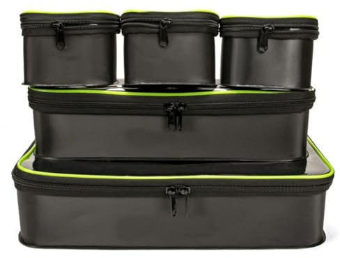 UTTASU 5 Größen EVA Karpfenangeln Tasche mit verstärkten Taschen & tragbarem Design für Lebendfischaufbewahrung, Köder und Outdoor Angelausflüge - 5er-Pack