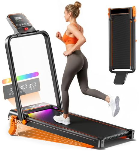 GIDGIMO Cinta de correr plegable para casa con inclinación del 15%, almohadilla de caminar de 12 km/h con asa, motor silencioso, pantalla LED, mando a distancia, cinta de correr para oficina