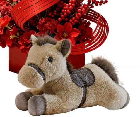 Générique Plüschtier Plüschtier realistisch Kuschelkissen | Plüschtier Pferd 30 cm für Jugendliche und Kinder, für Zuhause, Büro, Wohnzimmer und Schlafzimmer