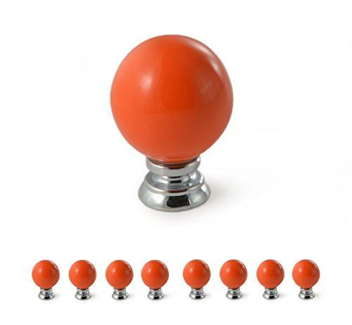 Ganzoo Möbelknäufe 8er aus Porzellan, Vintage Landhaus antik, orange glänzend, Ø 27 mm, 37 mm Tiefe, zum Austausch an Schublade, Schrank, Kommode, geeignet für übliche Bohrung bis 18 mm Stärke