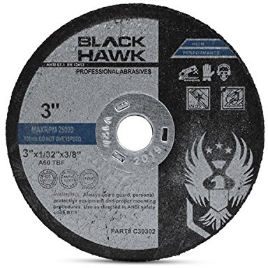 BHA Metal and Stainless Steel Cut Off Wheels for Die Grinders, 3” x 1/32” x 3/8” - 25 Pack
