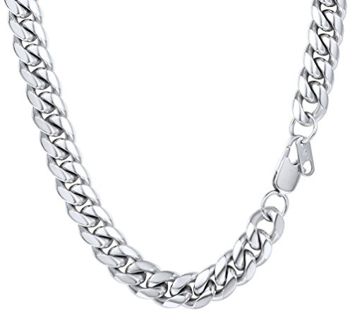 PROSTEEL Kedja för Män och Kvinnor, Anpassningsbar Kubansk Kedjelås 4.5mm/6mm/10mm/14mm Bredd, Guld/Silver/Svart att välja mellan, Rostfritt stål,