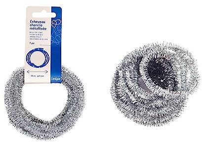 SODERTEX - Paljetterad Chenille Stew - diameter 6 mm - längd 10 m - färger: Silver - L776918 - kreativ fritid