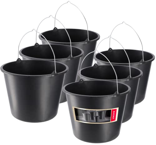 KADAX Seau à mortier en plastique avec poignée 16 l, Polypropylène, Noir , 27 x 35 x 25 cm