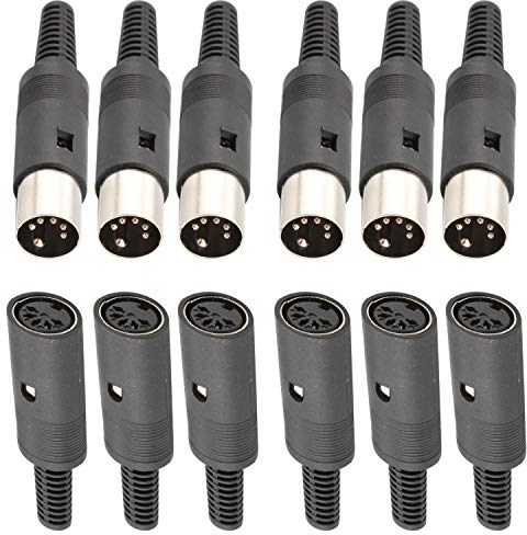 RUNCCI-YUN12pcs 5 Pines Conector DIN, soldar Conector DIN, para Interfaz midi,Clavija Teclado Piano, Controlador, Caja de ritmos, Máquina de tambores, Secuenciador, Sampler, Procesador de efectos