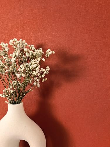 Newroom Vliestapete Rot Uni Tapete Wohnzimmer Schlafzimmer | Terrakottarot, feine Leinenstruktur, matt, Boho, Skandinavisch, Wandtapete, Esszimmer, Flur, ansatzfrei