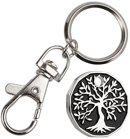 Harts 1 unit New Shape £1 coin Trolley Tokens Keyrings Supermarket Locker (Tree of Life)