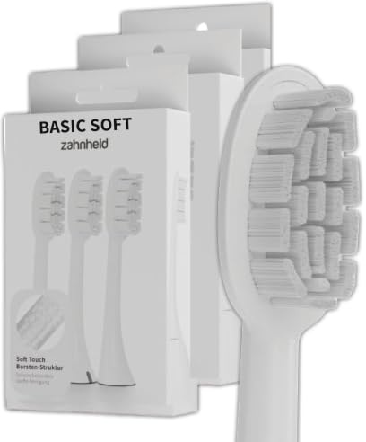 Zahnheld Bürstenkopf Basic Soft 9er Set für Gero G2 & G3, weich, Schwarz | Zahnbürstenköpfe, Luftpolster-Aufsteckbürsten für empfindliche Zähne, Schallzahnbürste, elektrische Zahnbürste