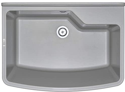 VBChome Ausgussbecken 61 x 45 x 30 cm Grau 1-Becken Spülbecken Polystyrol An Der Wand Montiert Widerstandsfähig Modern Garten Allzweckraum