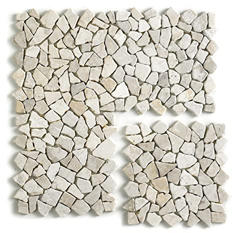 PEGANE Carrelage de mosaïque (Boite de 1m²)/ Plaque mosaïque Mur et Sol en marbre Naturel Coloris Blanc - 30 x 30 cm