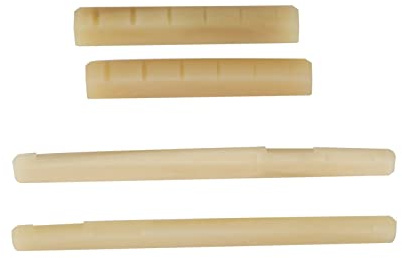 LGEGE Akustikgitarre Knochen-Stegeinlage und Sattel 2 Sets, 72mm Stegeinlage 43mm Sattel-Set für Folk-Gitarre, Primärfarbe Vintage-Stil Gitarrenzubehör 4 Stück