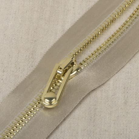 Reißverschluss, teilbarer Reißverschluss, Satin - 60 cm Länge, Champagner/Gold