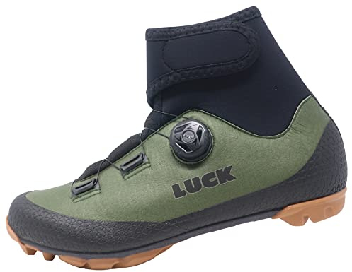 LUCK Vintergrön MTB, MTB Cykling Sneakers för vinter, med kolsula, roterande stängning och Goretex., Olivgrön, 39 EU