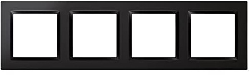SIMON - Marco Interruptor de Pared, 4 Elementos, Compatible Simon 10, Apto para Interiores, Fácil de Montar, Compatible con Pulsador, Conmutador y Enchufe Schuko, Color Negro