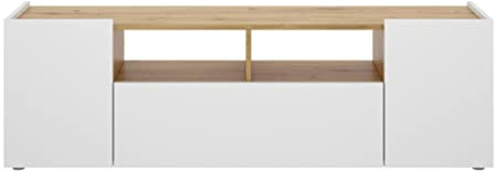 DEKIT GRUPO RIMOBEL ISOLA Mueble de TV bajo, Melamina, Blanco y Nordic, 44x142x35 cm