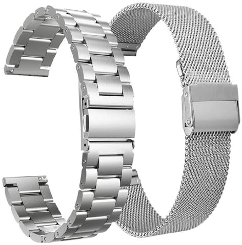 VIGOSS Metallarmband für Samsung Galaxy Watch 7 6 5 4 Armband 40mm 44mm | 20mm Silber Elegant Metall Edelstahlarmband & Magnetisch Mesh Uhrenarmband für Galaxy Watch 4 6 Classic/5 Pro Damen Herren