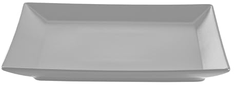 METRO Professional Platos llanos de cerámica de gres, 30 x 30 cm, cuadrados, juego de 4 unidades, aptos para microondas y lavavajillas, apilables (gris)
